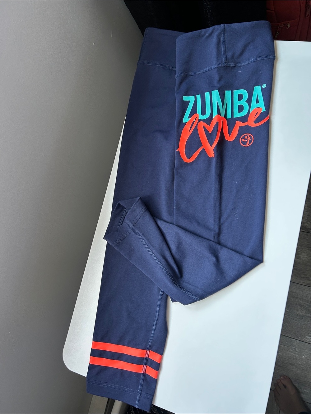 Zumba Fitness Navy Leggings with Teal and Coral Accents